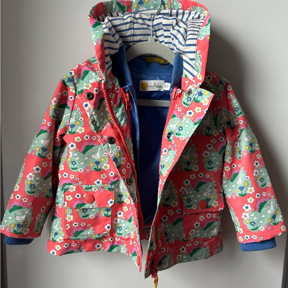 Baby Boden Pink and Blue Raincoat with Hood